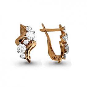 Золотые серьги AQUAMARINE 43537 с фианитом 43537 фото