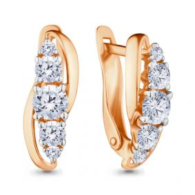 Золотые серьги AQUAMARINE 43538 с фианитом и Swarovski 43538 фото