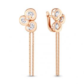 Золотые серьги AQUAMARINE 43564 с фианитом и Swarovski 43564 фото