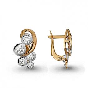 Золотые серьги AQUAMARINE 43565 с Swarovski 43565 фото