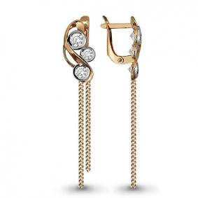 Золотые серьги AQUAMARINE 43566 с Swarovski 43566 фото