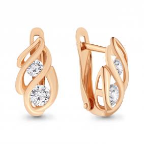 Золотые серьги AQUAMARINE 435681 с фианитом 435681 фото