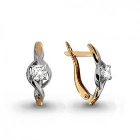 Золотые серьги AQUAMARINE 43578 с фианитом 43578 фото