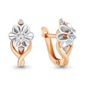 Золотые серьги AQUAMARINE 43583 с фианитом 43583 фото