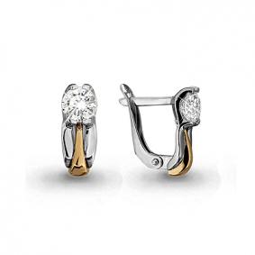 Золотые серьги AQUAMARINE 43608 с Swarovski 43608 фото