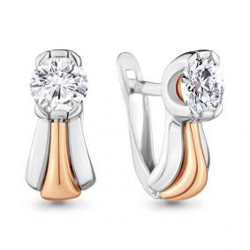 Золотые серьги AQUAMARINE 43610 с фианитом 43610 фото