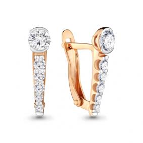 Золотые серьги AQUAMARINE 43620 с фианитом и Swarovski 43620 фото