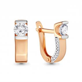 Золотые серьги AQUAMARINE 436381А с фианитом 436381А фото