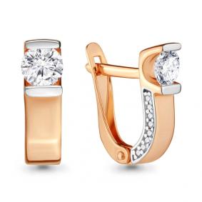 Золотые серьги AQUAMARINE 43638А с фианитом и Swarovski 43638А фото