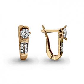 Золотые серьги AQUAMARINE 43679А с фианитом 43679А фото