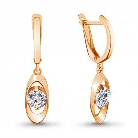 Золотые серьги AQUAMARINE 436831 с фианитом 436831 фото