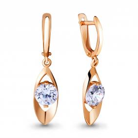 Золотые серьги AQUAMARINE 436851 с фианитом 436851 фото