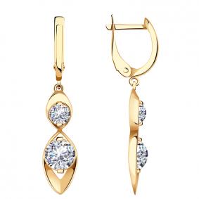 Золотые серьги AQUAMARINE 43687 с Swarovski 43687 фото