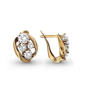 Золотые серьги AQUAMARINE 43706 с фианитом 43706 фото