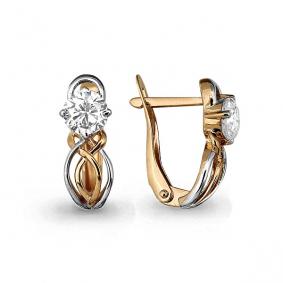 Золотые серьги AQUAMARINE 43711 с фианитом и Swarovski 43711 фото