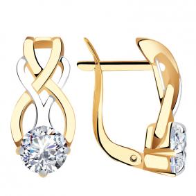 Золотые серьги AQUAMARINE 43712 с фианитом 43712 фото