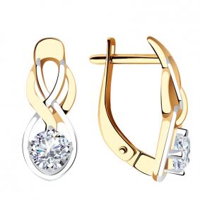 Золотые серьги AQUAMARINE 43715 с Swarovski 43715 фото