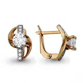 Золотые серьги AQUAMARINE 43735А с Swarovski 43735А фото