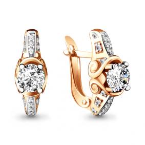 Золотые серьги AQUAMARINE 43741А с фианитом 43741А фото