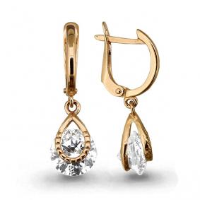 Золотые серьги AQUAMARINE 43761 с фианитом 43761 фото