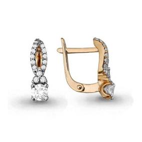 Золотые серьги AQUAMARINE 43762А с фианитом 43762А фото