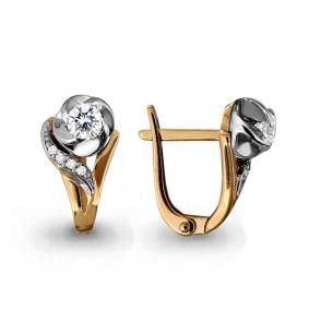 Золотые серьги AQUAMARINE 43765А с фианитом 43765А фото