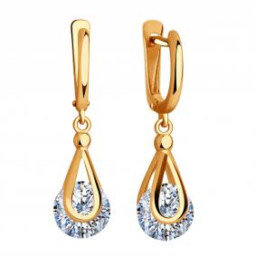 Золотые серьги AQUAMARINE 437821 с фианитом 437821 фото