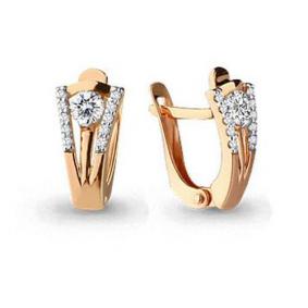 Золотые серьги AQUAMARINE 43801А с Swarovski 43801А фото