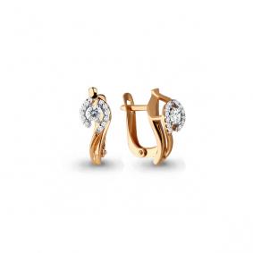 Золотые серьги AQUAMARINE 43803А с фианитом 43803А фото