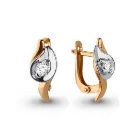 Золотые серьги AQUAMARINE 43823 с фианитом 43823 фото