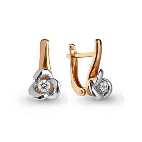 Золотые серьги AQUAMARINE 43830 с фианитом 43830 фото