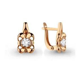 Золотые серьги AQUAMARINE 43835 с фианитом 43835 фото