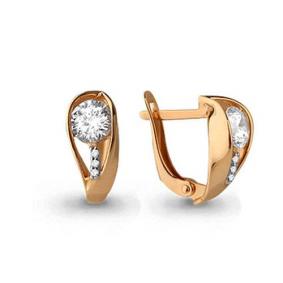 Золотые серьги AQUAMARINE 43842А с фианитом и Swarovski 43842А фото