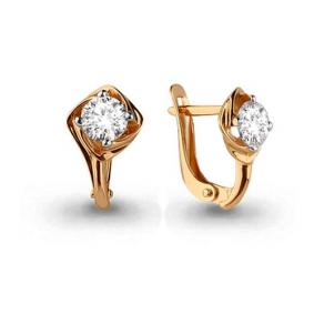 Золотые серьги AQUAMARINE 43843 с фианитом 43843 фото