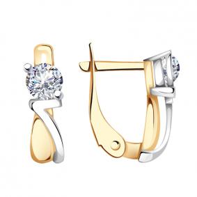 Золотые серьги AQUAMARINE 43849 с Swarovski 43849 фото