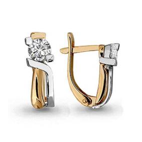 Золотые серьги AQUAMARINE 43855 с фианитом 43855 фото