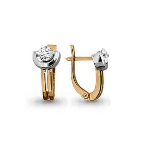 Золотые серьги AQUAMARINE 43856 с Swarovski 43856 фото