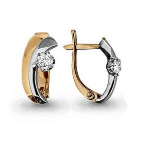 Золотые серьги AQUAMARINE 43857 с фианитом 43857 фото