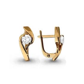 Золотые серьги AQUAMARINE 43865 с фианитом 43865 фото