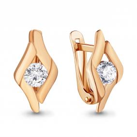 Золотые серьги AQUAMARINE 438661 с фианитом 438661 фото