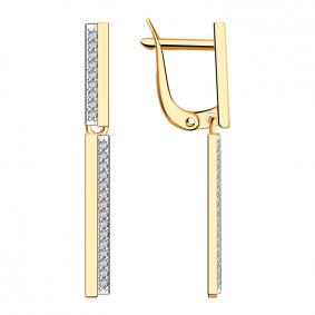 Золотые серьги AQUAMARINE 43873А с фианитом 43873А фото