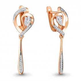 Золотые серьги AQUAMARINE 438741А с фианитом 438741А фото