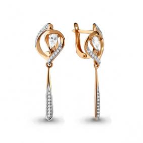 Золотые серьги AQUAMARINE 43874А с Swarovski 43874А фото