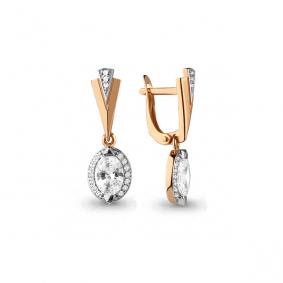 Золотые серьги AQUAMARINE 43879А с Swarovski 43879А фото