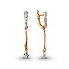 Золотые серьги AQUAMARINE 43882А с Swarovski 43882А фото