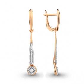 Золотые серьги AQUAMARINE 43883А с Swarovski 43883А фото