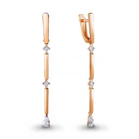 Золотые серьги AQUAMARINE 43884 с Swarovski 43884 фото