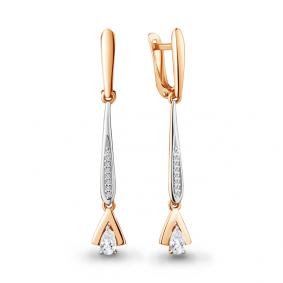 Золотые серьги AQUAMARINE 43885А с фианитом 43885А фото