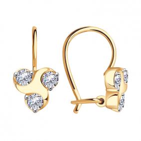 Золотые серьги AQUAMARINE 43895 с Swarovski 43895 фото