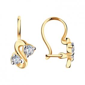 Золотые серьги AQUAMARINE 43900 с Swarovski 43900 фото